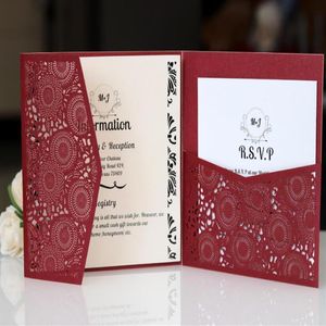 Nueva tarjeta de boda hueca láser de alta calidad Tarjetas de invitación de negocios blancas Tarjetas de felicitación de color sólido vacías elegantes Whole327f