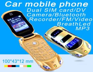 Nouvelle mode déverrouillé de haute qualité Double carte SIM Phones Cartoon Flip Mobilephone Super Design Car Key Phone Cell Phone avec LED4005745