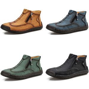 Nuevos zapatos informales de cuero de alta calidad, zapatillas deportivas de talla grande sin cordones para hombre, color amarillo, azul, verde, negro y marrón, calidez de otoño GAI