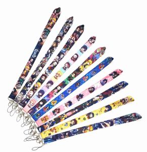 New Hot 20pcs Demon Slayer Kimetsu no Yaiba key Japan Anime Lanyard Fashion Keys Mobile Phone Neck ID Holders pour Car Key ID Card