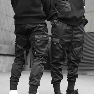 Los hombres de moda pantalones de carga Cintas Harem Joggers Harajuku pantalón de chándal ocasional de los pantalones de Hip Hop de moda ocasional de la juventud 3XL CX200729