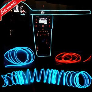 Nueva gran oferta 1M/2M/3M/5M iluminación Interior de coche tira de LED decoración guirnalda cable cuerda tubo línea Flexible luces de neón con unidad USB