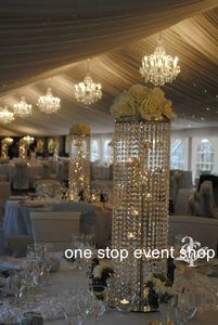 Nueva gran oferta, mesa decorativa de boda barata, centros de mesa altos con soporte de flores de cristal
