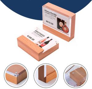 Nouvelle vente chaude A5 étiquette publicitaire magnétique signe carte présentoir bois acrylique bloc cadre Table bureau Menu prix porte-étiquette