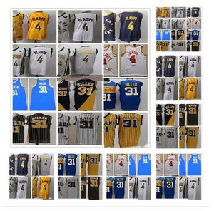 Nuevo Indiana Basketball Victor 4 Oladipo Jerseys Barato Retro Reggie 31 Miller Gris Azul Blanco Amarillo Negro Camisa Calidad