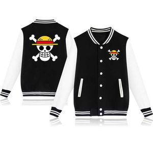 Nueva chaqueta de béisbol de una pieza de Anime japonés, abrigo con capucha rosa, chaqueta Monki, sudadera Luffy, jersey, ropa de calle, Trafalgar de gran tamaño X0710