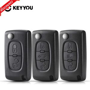 Nueva funda de llave remota KEYYOU para Peugeot 207 307 308 407 607 807 para Citroen C2 C3 C4 C5 C6, carcasa plegable para llave de coche con 2/3/4 botones