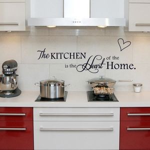 Nouvelle Cuisine est Coeur de la Maison Lettre Motif Sticker Mural PVC Amovible Décor À La Maison BRICOLAGE mur art MURAL