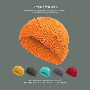 New Knitted Hat Hoop Pin Broken Yarn Men's and Women's Outdoor Casual Melon Skin Personality Hat