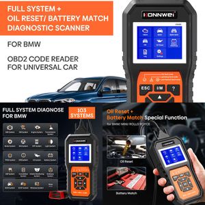 Nuevo Konnwei KW480 OBD2 Escáner para automóviles OBD 2 ABS Airbag SRS Oil Systems Full Systems Tool Diagnostic Battery Match E38 E46
