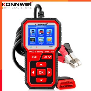 KONNWEI KW681 6V 12V testeur de batterie de moto de voiture outil de Diagnostic automatique 2 en 1 2000 CCA voiture OBD2 Scanner Test de charge de démarrage