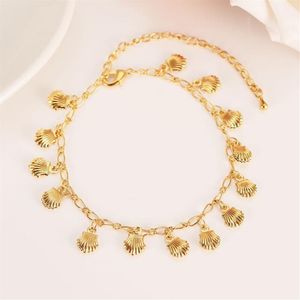 Nueva moda coreana Amarillo fino 14K Oro macizo real GF Encanto ilimitado Pulsera de elementos múltiples alargar Tamaño longitud Tobillera Verano St2361