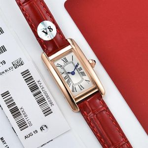 New Lady Watch Woman Rose Gold Case White Dial Watch Quartz Moving Vistentos Relojes Correa de cuero 08-32485