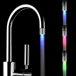 Nouveau robinet LED RGB Sigle 3 couleurs atmosphère lumineuse lumières pas de batterie matériel capteur évier robinets lueur avec adaptateur robinets salle de bain décor YL0215