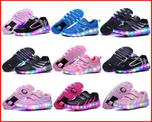 Nouvelles chaussures à rouleaux à rouleaux LED avec une / deux roues s'allume des chaussures enfants juniors jazzy juniors adultes garçons filles baskets 7437201