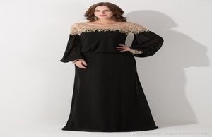 Nouvelles robes de fête formelles à manches longues à manches longues vestido de festa couche de scoop lâche noir dubai kaftan robes de soirée 4931376