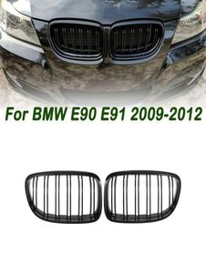 New Look Car Grille Grill Front Kidney Glossy 2 Line Double Slat For BMW 3 Series E90 E91 2009 2010 2011 2012 Car Styling8608410
