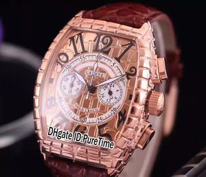 NUEVO NEGRO CROCO NEGRO 8880 3D Cracking Rose Gold Dial Dial Miyota Quartz Chronograph Mens Watch Stopwatch Brown Leather Store A55C3 barato