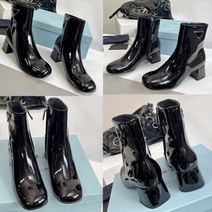 Nouvelles bottes de luxe bottes de marque Triangle Logo talon bloc bottes d'automne hiver bottes de mode bottes de confort bottes en cuir bottes pour femmes bottes d'affaires pour jeunes filles 35 42