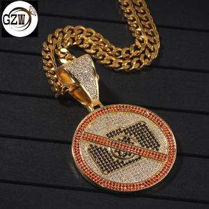 Nuevo personalizado Gold Bling Lindo Sin fotografía Signo Colgante Collar de cadena para hombre CZ Cubic Zirconia Hip Hop Rapero Joyería Regalos para hombres