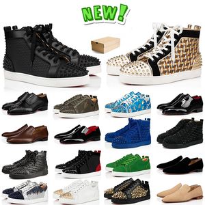 Nouveau designer de luxe Red Bottoms Shoes habillues Fashion Low High Black Blanc White En cuir Fabriqué en Italie Femme Talons Loafers Pikes Femmes décontractées Men Trainers