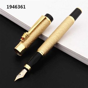 New Luxury High Quality Frosted Golden Colour Dragon Business Office Fountain Pen Student School Stationery Supplies Ink Pens