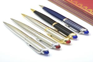 NUEVO LUXURY R Series CA CA Metal Bolete Pen Black Plate Silver Senticed Saperery Office Writing Ball Pens con gema Top8923693