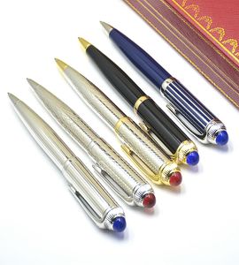 NUEVO LUXURY R Series CA CA Metal Bole Pen Black Plate Silver Senticed Saperery Office Writing Ball Pens con gema Top1217078