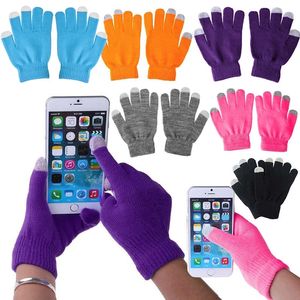 Nuevos guantes mágicos de punto con pantalla táctil para teléfono inteligente, estiramiento de mensajes de texto para adultos, calentador de invierno de talla única para mujeres