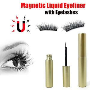 Nouvel eye-liner liquide magnétique avec cinq faux cils magnétiques Waterproof Easy to Wear Magnetic Eyelashes Set