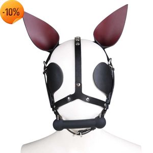 Nouveau Massage En Cuir Fétiche Bondage Bandage Tête Cagoule avec Silicone Os Bouche Gag Esclave Bdsm Cosplay Oreilles De Cheval Masque Pour Les Yeux pour Femmes Jouets Sexy