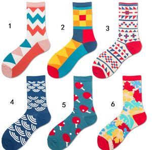 Nuevos calcetines felices de estilo británico para hombres, calcetines de diseño de rejilla a cuadros a rayas, medias de algodón unisex, calcetín de negocios de moda colorido al por mayor