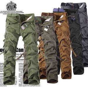 Nouveaux pantalons cargo pour hommes 6 couleurs vert armée grandes poches décoration mens pantalons décontractés lavage facile mâle automne pantalon armée plus la taille 42 H1223