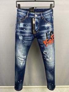 Nouveaux Hommes Jeans Trou Bleu Clair Gris Foncé Italie Marque Homme Pantalon Long Pantalon Streetwear denim Skinny Slim Droit Biker Jean pour Femme D2 qualité Taille dsquared2 9835