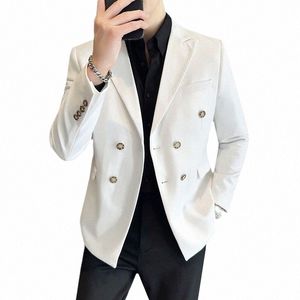 Nuevos hombres Color puro Traje formal Chaqueta Negro / Blanco / Gris Fi Busin Social Wedding Party SlimTuxedo Dr Coat E1OH #