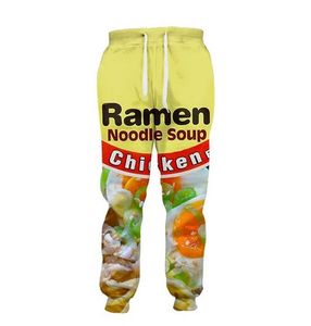 Nuevos pantalones informales con estampado 3D de fideos Ramen con sabor a pollo para hombre y mujer, pantalones largos deportivos holgados a la moda para hombre KZ03