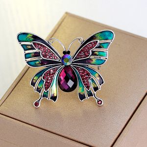 Coloré strass émail papillon broches pour femmes dame robes accessoires haute qualité alliage Animal broche broche fête cadeaux bijoux