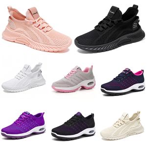 Nuevos zapatos para hombre y mujer, zapatos planos para senderismo y correr, suela suave, moda púrpura, blanco, negro, cómodos deportes, franjas de diferente Color Q5 GAI
