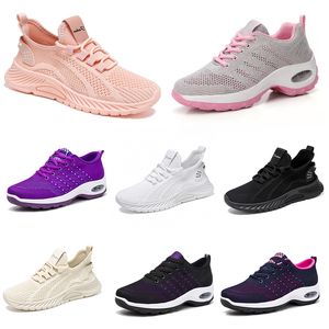 Nuevos zapatos para hombre y mujer, zapatos planos para senderismo y correr, suela suave, moda púrpura, blanco, negro, cómodos deportes, franjas de diferente Color Q51 GAI