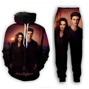 Nuevos hombres/mujeres The Twilight Saga divertidos chándales de moda con estampado 3D pantalones de Hip Hop + sudaderas con capucha MH051