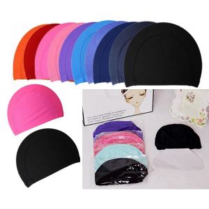 Nuevos gorros de natación de colores caramelo para hombre, gorros de ducha unisex de tela de nailon para adultos, gorros de baño impermeables, gorro de baño sólido