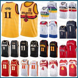 New Mens Orleans Atlantas Hawk Pelican Basketball Jersey S-2XL Zion 1 Williamson Trae 11 Young Spud 4 Webb Blanco