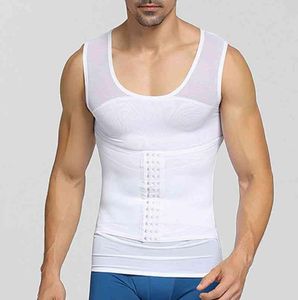 Nouveaux hommes Shapewear respirant maille corps Shaper crochet fermeture réglable ventre contrôle gilet taille formateur minceur ventre débardeurs5513059