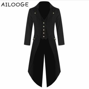 Nuevo abrigo de esmoquin para hombre Steampunk Vintage Tailcoat chaqueta gótica levita Top cortavientos traje de deshierbe X-Long prendas de vestir