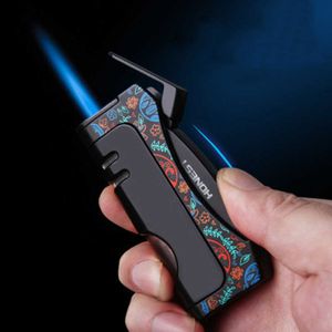 New Metal Turbo Outdoor Windproof Cigar Lighter Refillable Butane No Gas Lgnition Gadget Gifts For Men And Women YSUH