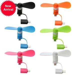 Nuevo Mini ventilador USB Ventilador de mano de refrigeración flexible Ventiladores portátiles Summer Cool laptop Desktop Cell Phone Cooler 2 en 1 Micro USB Type-C plug