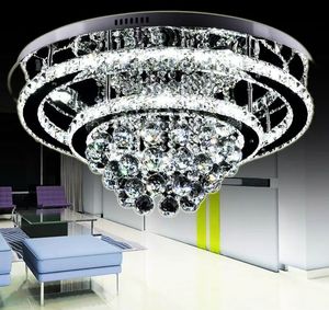 Moderne Luxueux Généreux Brillant En Acier Inoxydable LED Lustres En Cristal Plafonniers Luminaire Suspension Lampes Télécommande Intelligente