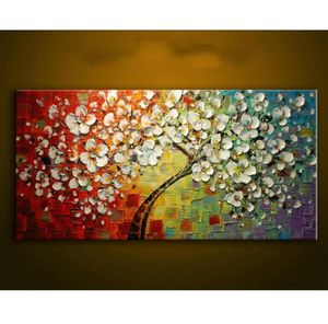 Nueva pintura al óleo moderna sobre lienzo, paleta, cuchillo, pinturas coloridas de flores grandes, decoración para sala de estar, arte de pared, imagen 7917614