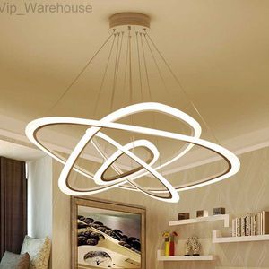 Nouvelles lampes suspendues modernes pour salon salle à manger 4/3/2/1 cercle anneaux acrylique LED éclairage plafonniers HKD230825