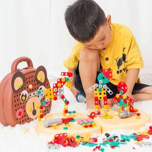 New Montessori Children Pretend Play Toys for Boys 3 Years Old Child Driller Games Tool Box Toy Educational Garden Toy for Kids Gift